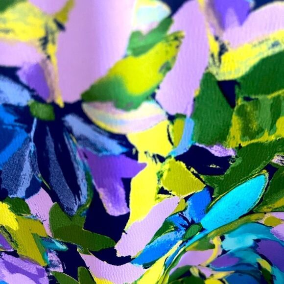 London Times - Satin Jewel Neck Asymmetrical Hanky Dress Sz:12Color:Multicolor - Picture 9 of 11